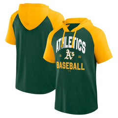 Athletics Logo Athletic Prime Raglan Short Sleeve Hoodie T-Shirt - MLB Hoodies