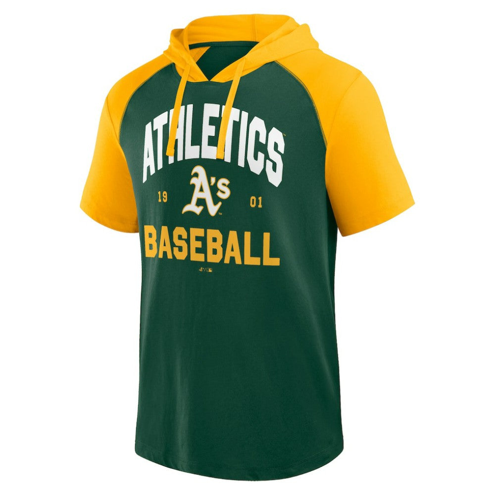Athletics Logo Athletic Prime Raglan Short Sleeve Hoodie T-Shirt - MLB Hoodies