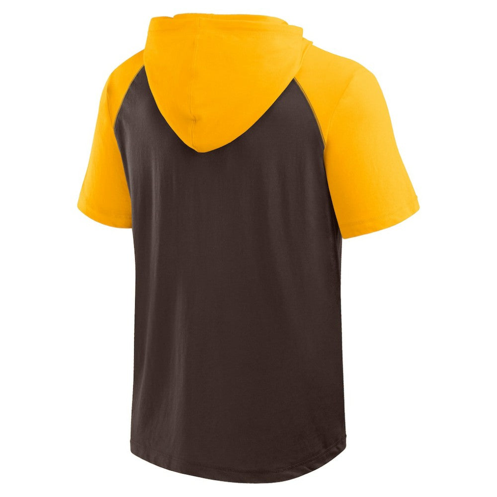 San Diego Padres Logo Athletic Prime Raglan Short Sleeve Hoodie T-Shirt - MLB Hoodies