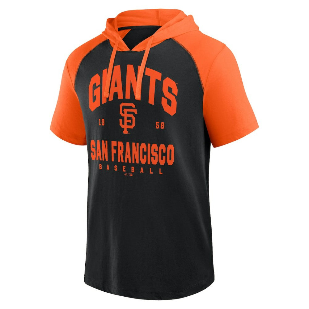 San Francisco Giants Logo Athletic Prime Raglan Short Sleeve Hoodie T-Shirt - MLB Hoodies