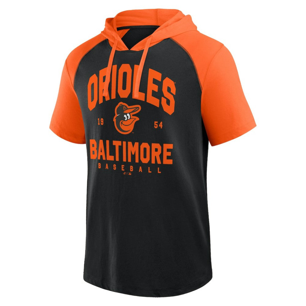 Baltimore Orioles Logo Athletic Prime Raglan Short Sleeve Hoodie T-Shirt - MLB Hoodies