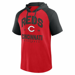 Cincinnati Reds Logo Athletic Prime Raglan Short Sleeve Hoodie T-Shirt - MLB Hoodies
