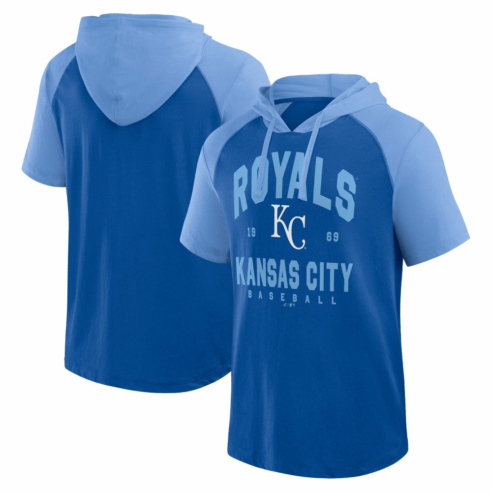 Kansas City Royals Logo Athletic Prime Raglan Short Sleeve Hoodie T-Shirt - MLB Hoodies