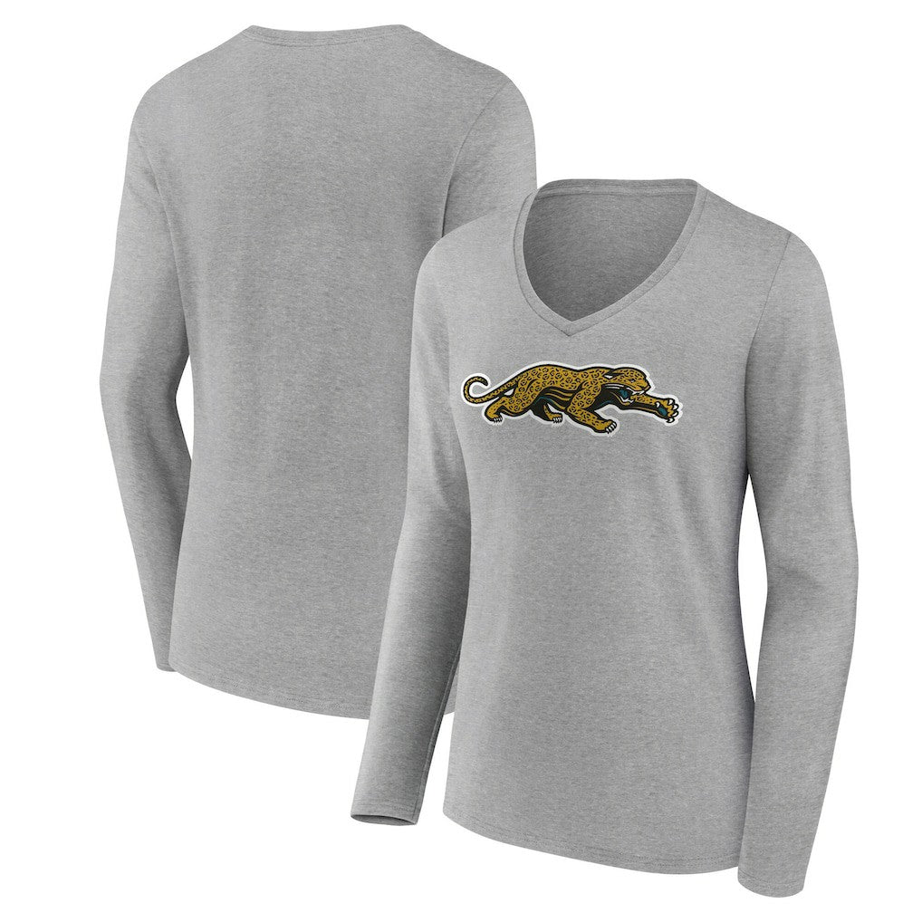 Jacksonville Jaguars Women's Classic Logo Long Sleeve V-Neck T-Shirt | NFL US