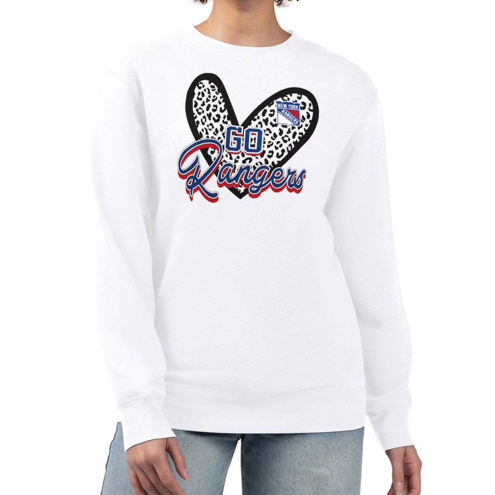 New York Rangers G-III 4Her by Carl Banks Women's Animal Print Heart Fleece Pullover Sweatshirt -  NHL Sweatshirts