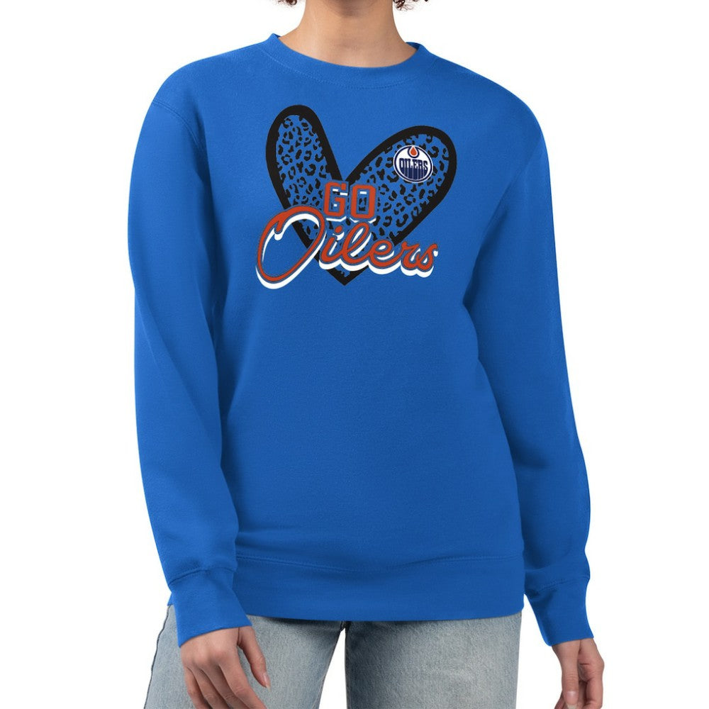 Edmonton Oilers G-III 4Her by Carl Banks Women's Animal Print Heart Fleece Pullover Sweatshirt -  NHL Sweatshirts