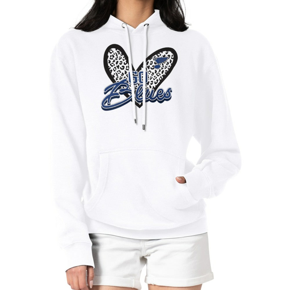 St. Louis Blues G-III 4Her by Carl Banks Women's Animal Print Heart Fleece Pullover Hoodie -  NHL Hoodies