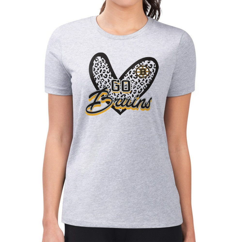 Boston Bruins G-III 4Her by Carl Banks Women's Super-Slim Fit Lightweight Animal Print Heart T-Shirt -  NHL T-shirts