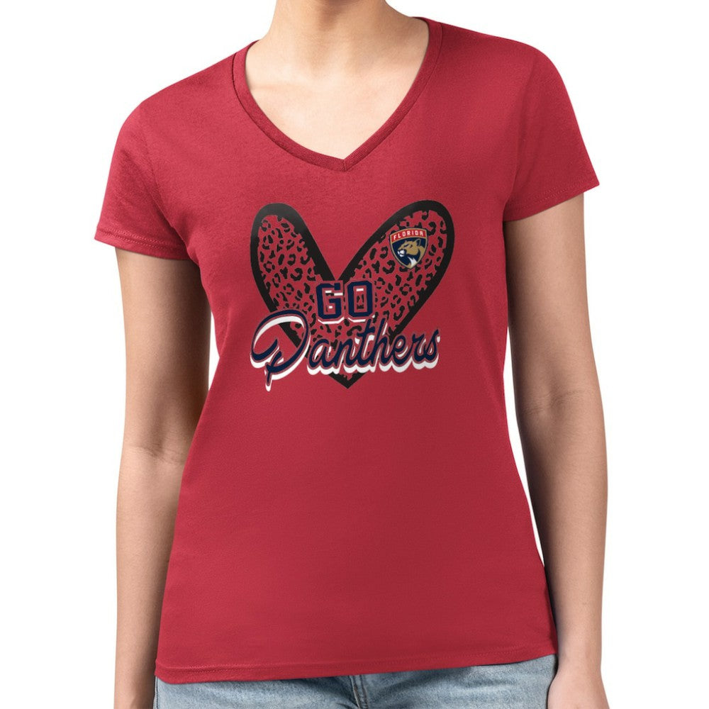 Florida Panthers G-III 4Her by Carl Banks Women's Super-Slim Fit Lightweight Animal Print Heart V-Neck T-Shirt -  NHL T-shirts