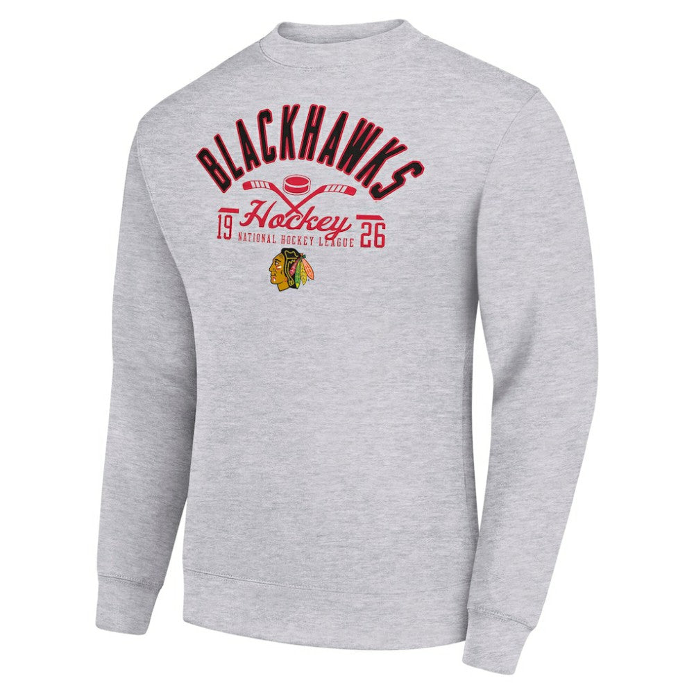 Chicago Blackhawks Starter Stick And Puck Logo Fleece Pullover Sweatshirt -  NHL Sweatshirts