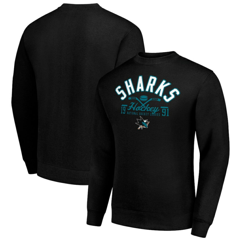 San Jose Sharks Starter Stick And Puck Logo Fleece Pullover Sweatshirt -  NHL Sweatshirts