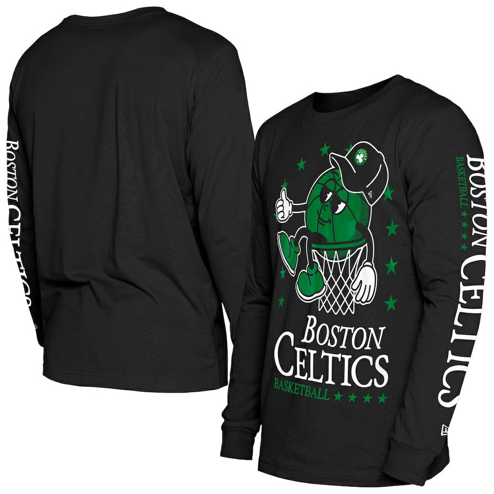 Black Boston Celtics Old School Sport Long Sleeve T-Shirt | NBA