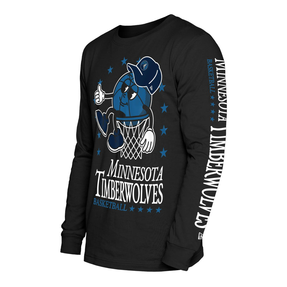 Black Minnesota Timberwolves Old School Sport Long Sleeve T-Shirt | NBA