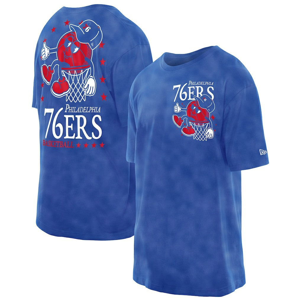 Royal Philadelphia 76ers Old School Sport Enzyme Wash Oversized T-Shirt | NBA