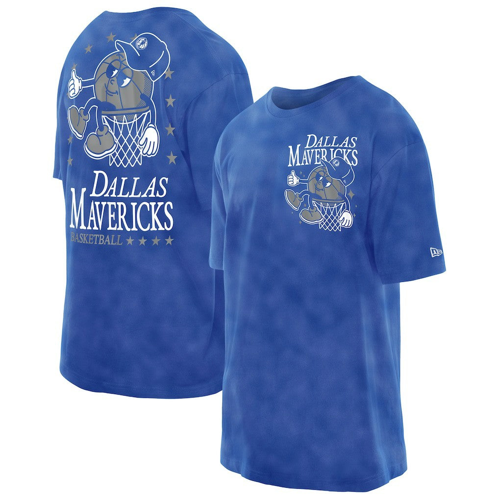 Blue Dallas Mavericks Old School Sport Enzyme Wash Oversized T-Shirt sale | NBA