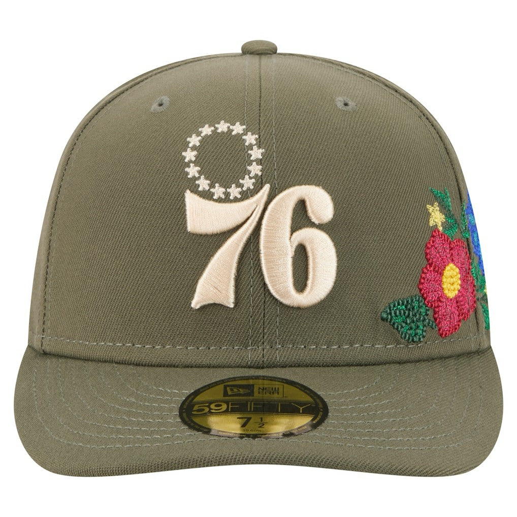 Olive Philadelphia 76ers Tonal Florals 59FIFTY Fitted Hat | NBA
