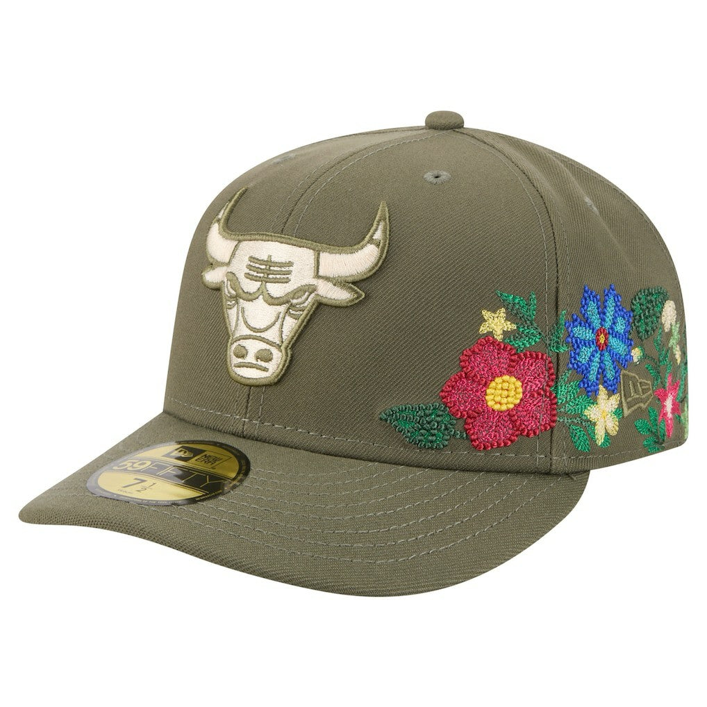 Olive Chicago Bulls Tonal Florals 59FIFTY Fitted Hat | NBA