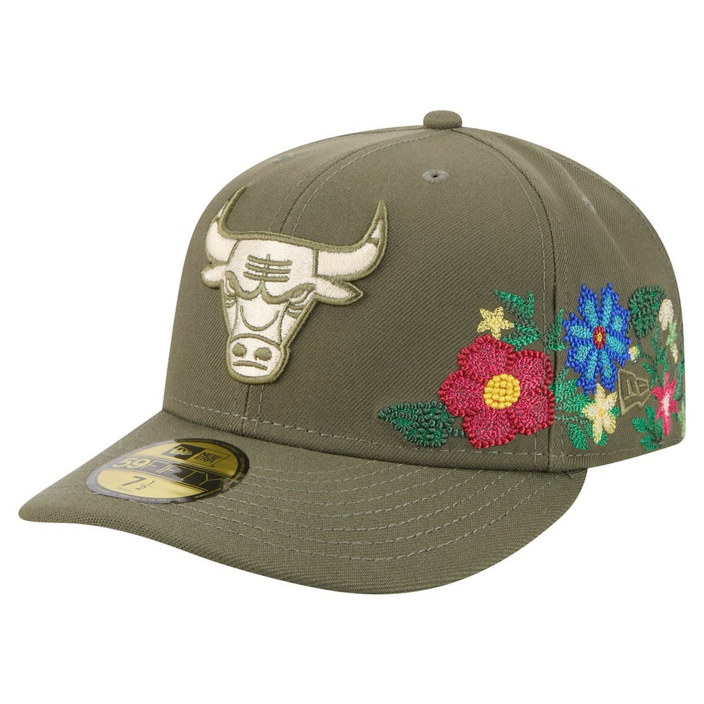 Olive Chicago Bulls Tonal Florals 59FIFTY Fitted Hat | NBA