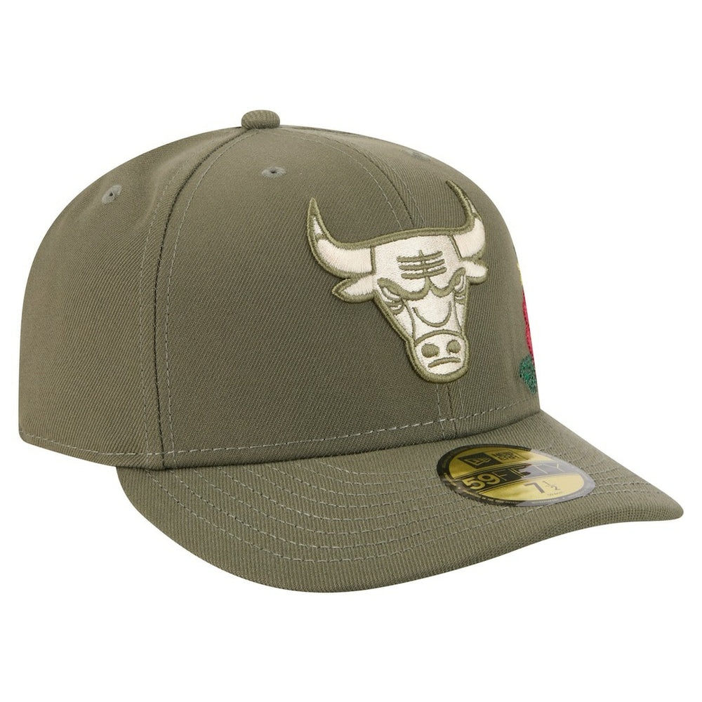 Olive Chicago Bulls Tonal Florals 59FIFTY Fitted Hat | NBA