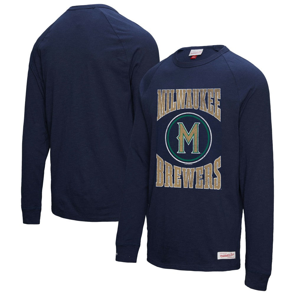 Milwaukee Brewers Mitchell & Ness Arched Logo Slub Long Sleeve T-Shirt - MLB T-shirts