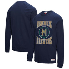 Milwaukee Brewers Mitchell & Ness Arched Logo Slub Long Sleeve T-Shirt - MLB T-shirts