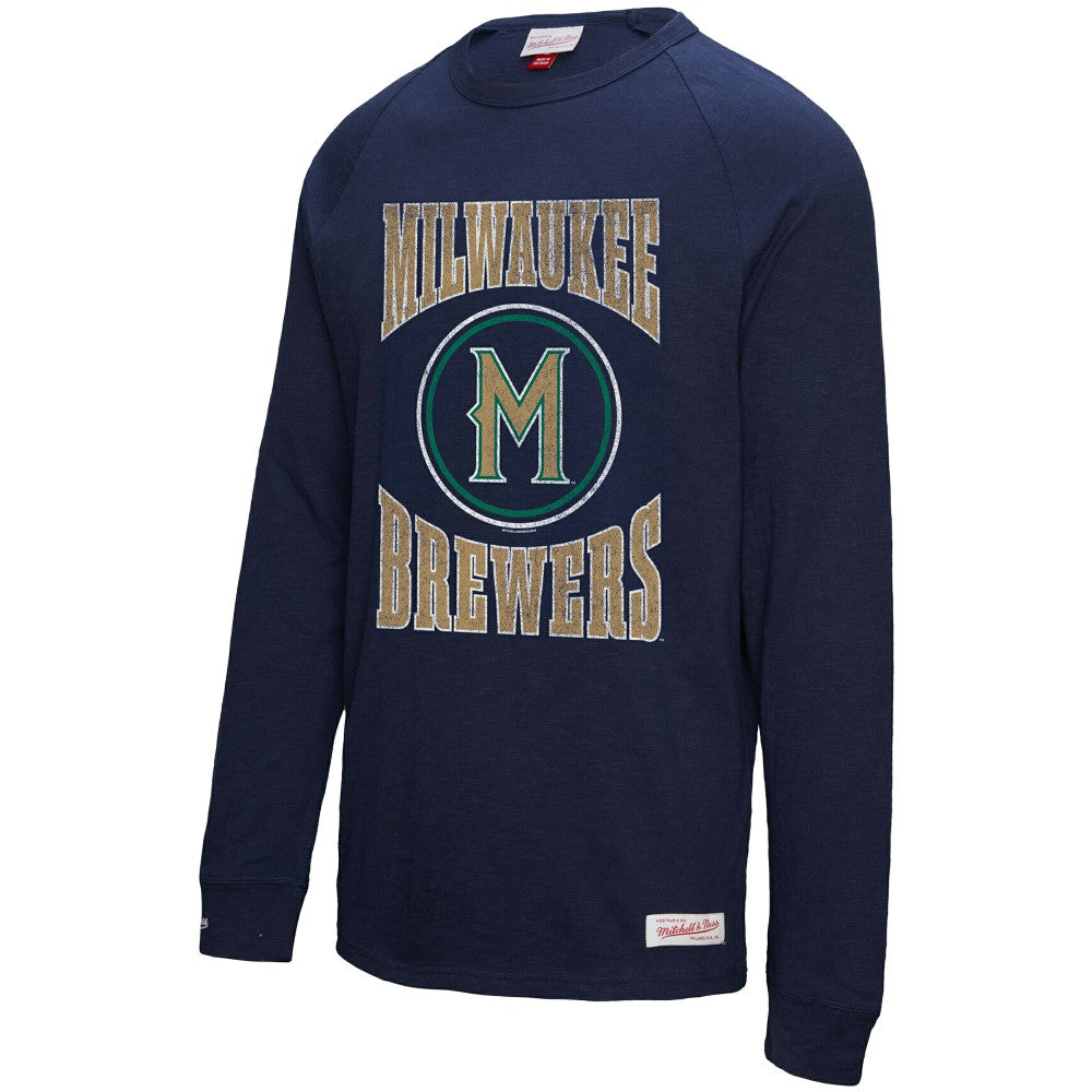 Milwaukee Brewers Mitchell & Ness Arched Logo Slub Long Sleeve T-Shirt - MLB T-shirts