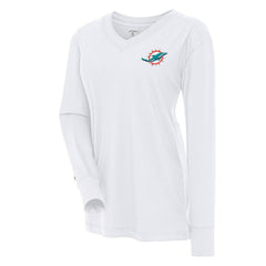 Miami Dolphins Antigua Women's Symbolic Long Sleeve V-Neck Top | NFL Hot