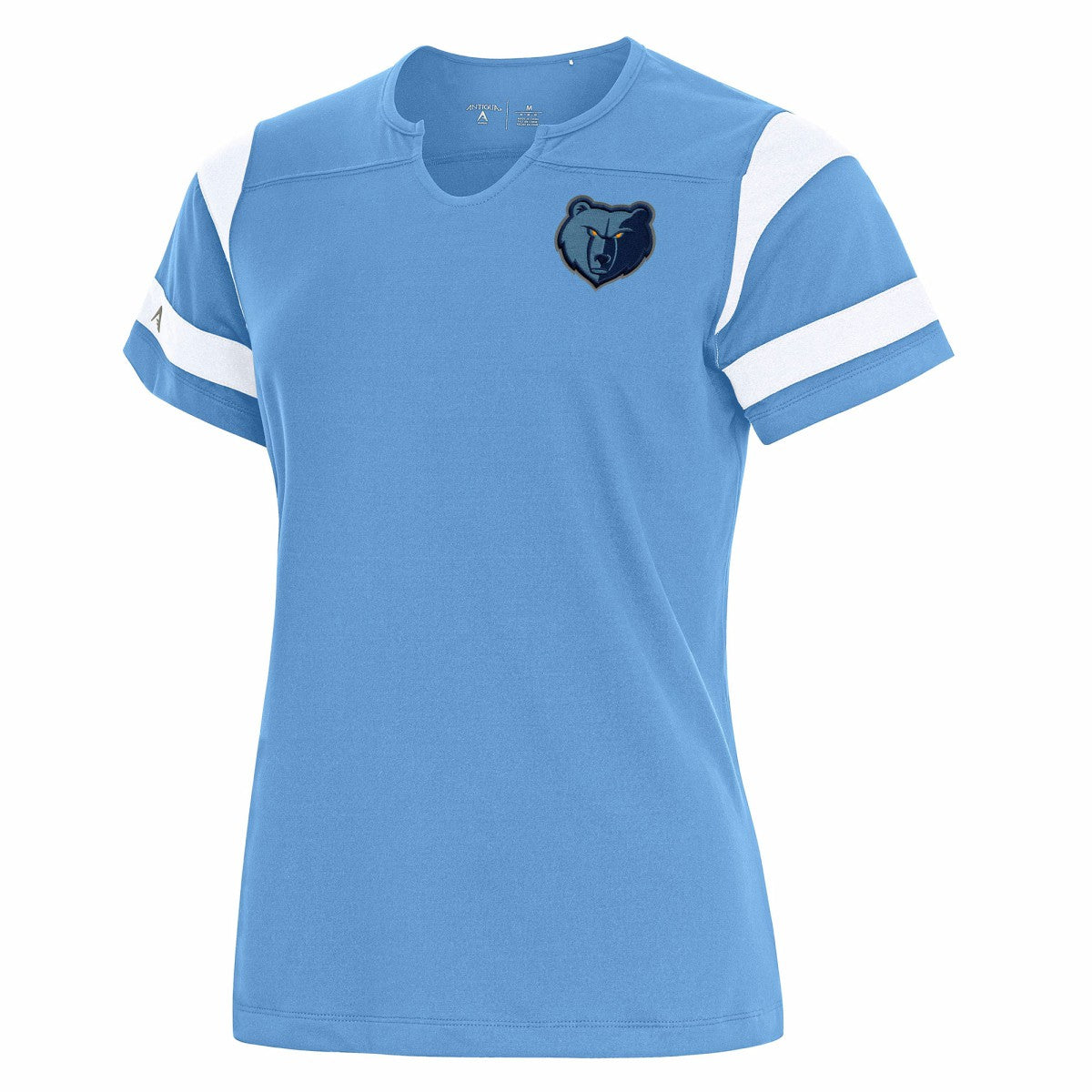 Powder Blue Memphis Grizzlies Antigua Women's Encounter Short Sleeve Notch Neck Top | NBA