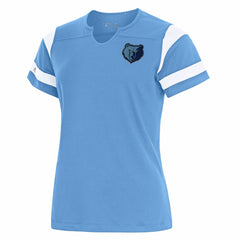Powder Blue Memphis Grizzlies Antigua Women's Encounter Short Sleeve Notch Neck Top | NBA