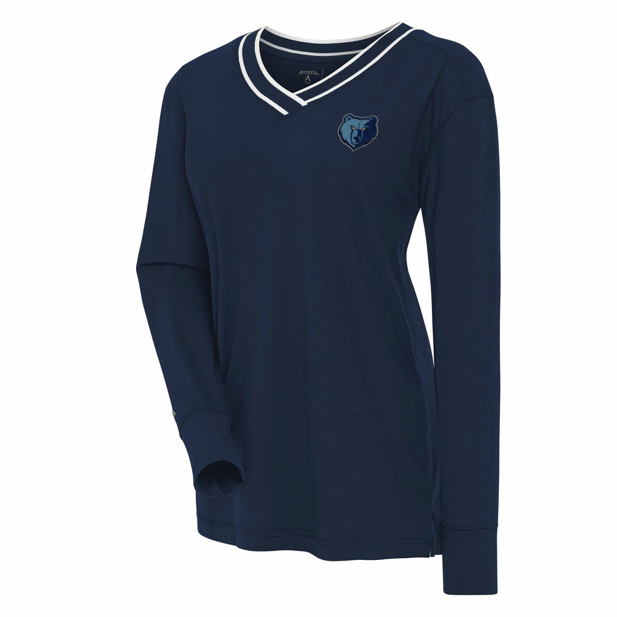 Navy Memphis Grizzlies Antigua Women's Symbolic Long Sleeve V-Neck Top | NBA
