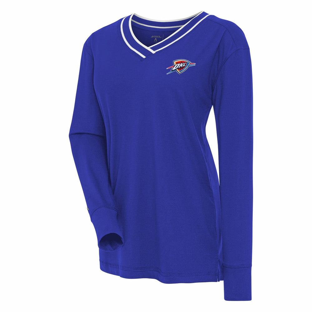 Blue Oklahoma City Thunder Antigua Women's Symbolic Long Sleeve V-Neck Top | NBA