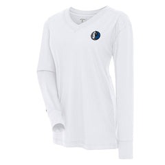 White Dallas Mavericks Antigua Women's Symbolic Long Sleeve V-Neck Top sale | NBA
