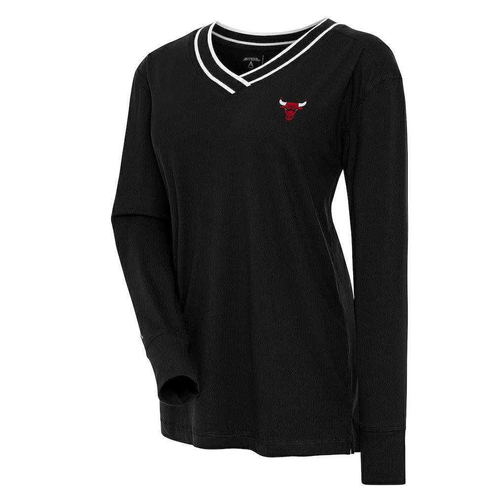 Black Chicago Bulls Antigua Women's Symbolic Long Sleeve V-Neck Top sale | NBA