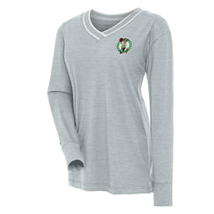 Heather Gray Boston Celtics Antigua Women's Symbolic Long Sleeve V-Neck Top | NBA