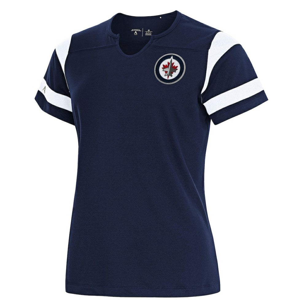 Winnipeg Jets Antigua Women's Encounter Short Sleeve Notch Neck Top -  NHL