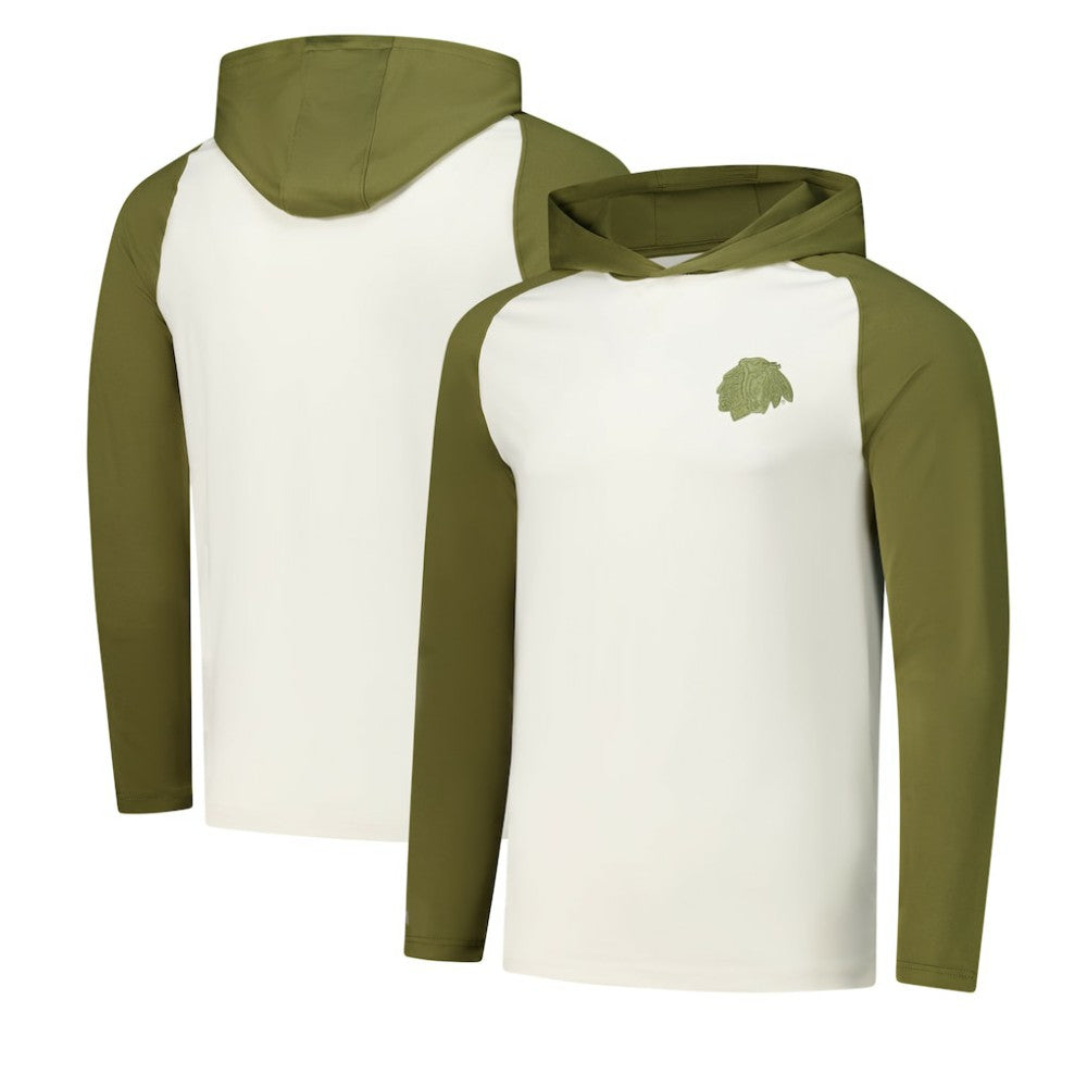Chicago Blackhawks Antigua Intrepid Sand Raglan Long Sleeve Hoodie T-Shirt -  NHL T-shirts