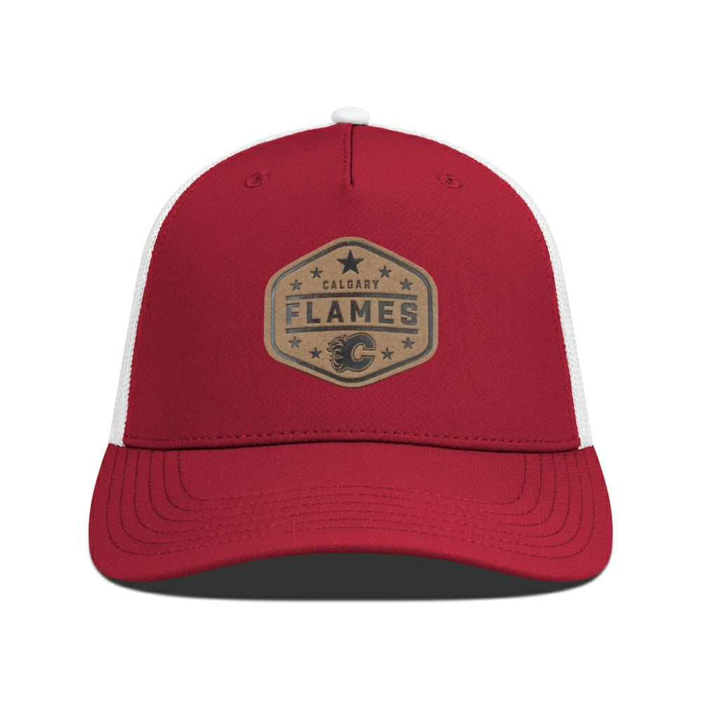 Calgary Flames Men's Levelwear Faux Leather Patch Structured Adjustable Hat -  NHL Hats
