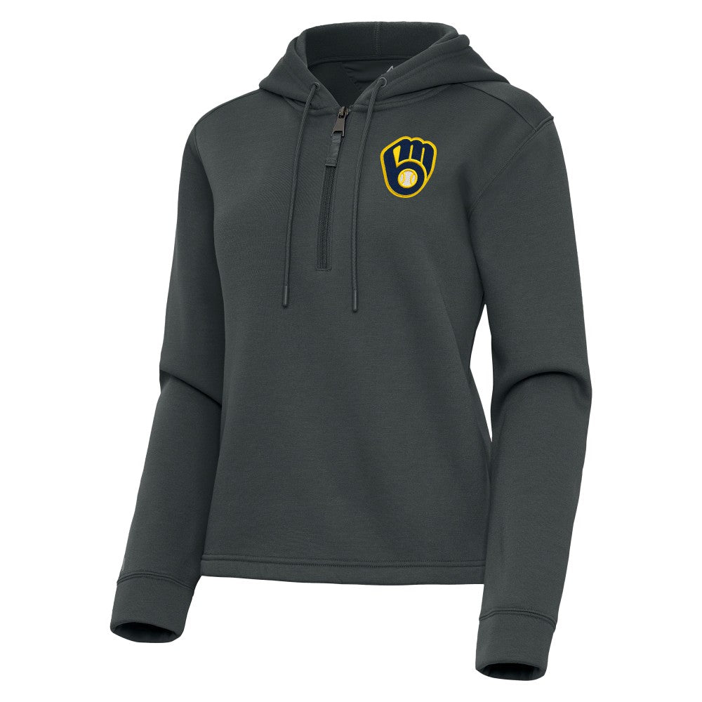 Milwaukee Brewers Antigua Women's Contemporary Quarter-Zip Hoodie - MLB Hoodies