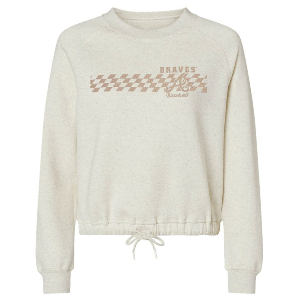 Atlanta Braves Soft as a Grape Women's Tonal Checkered Sweatshirt - MLB Sweatshirts