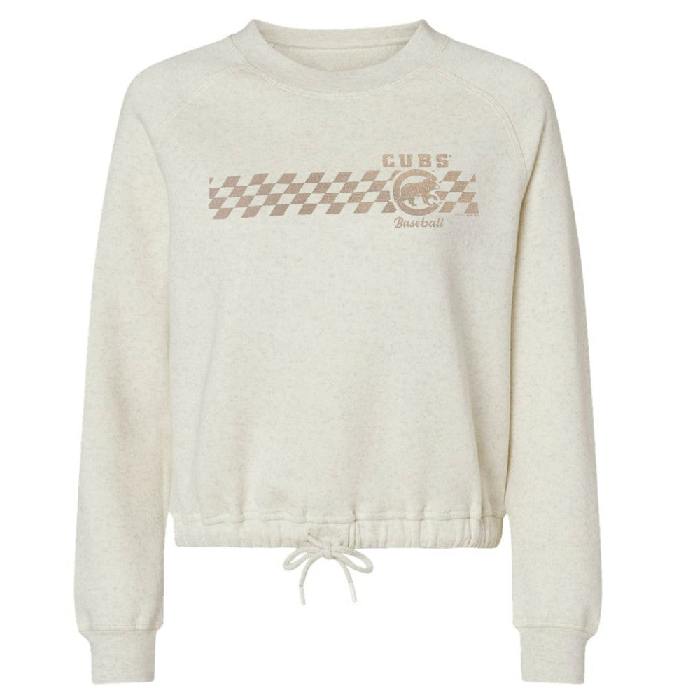 Chicago Cubs Soft as a Grape Women's Tonal Checkered Sweatshirt - MLB Sweatshirts