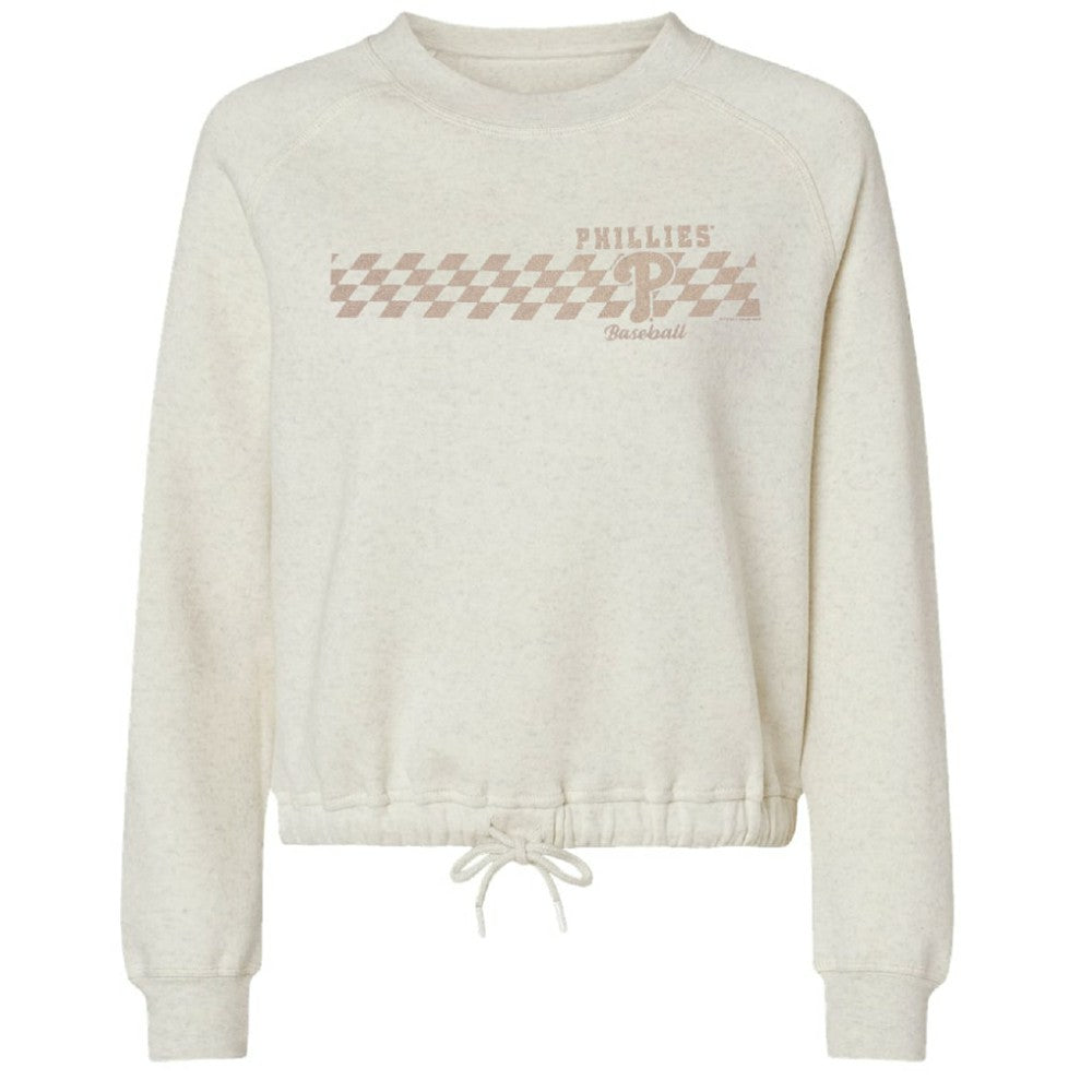 Philadelphia Phillies Soft as a Grape Women's Tonal Checkered Sweatshirt - MLB Sweatshirts