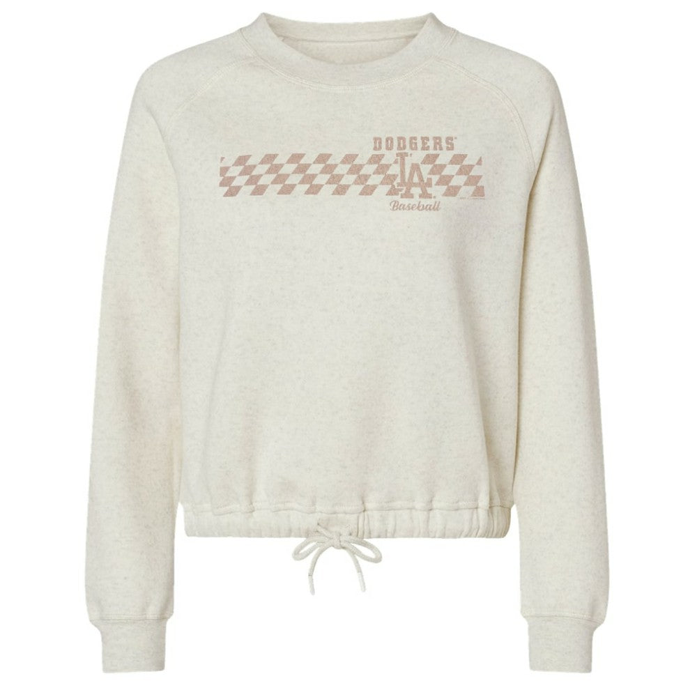 Los Angeles Dodgers Soft as a Grape Women's Tonal Checkered Sweatshirt - MLB Sweatshirts