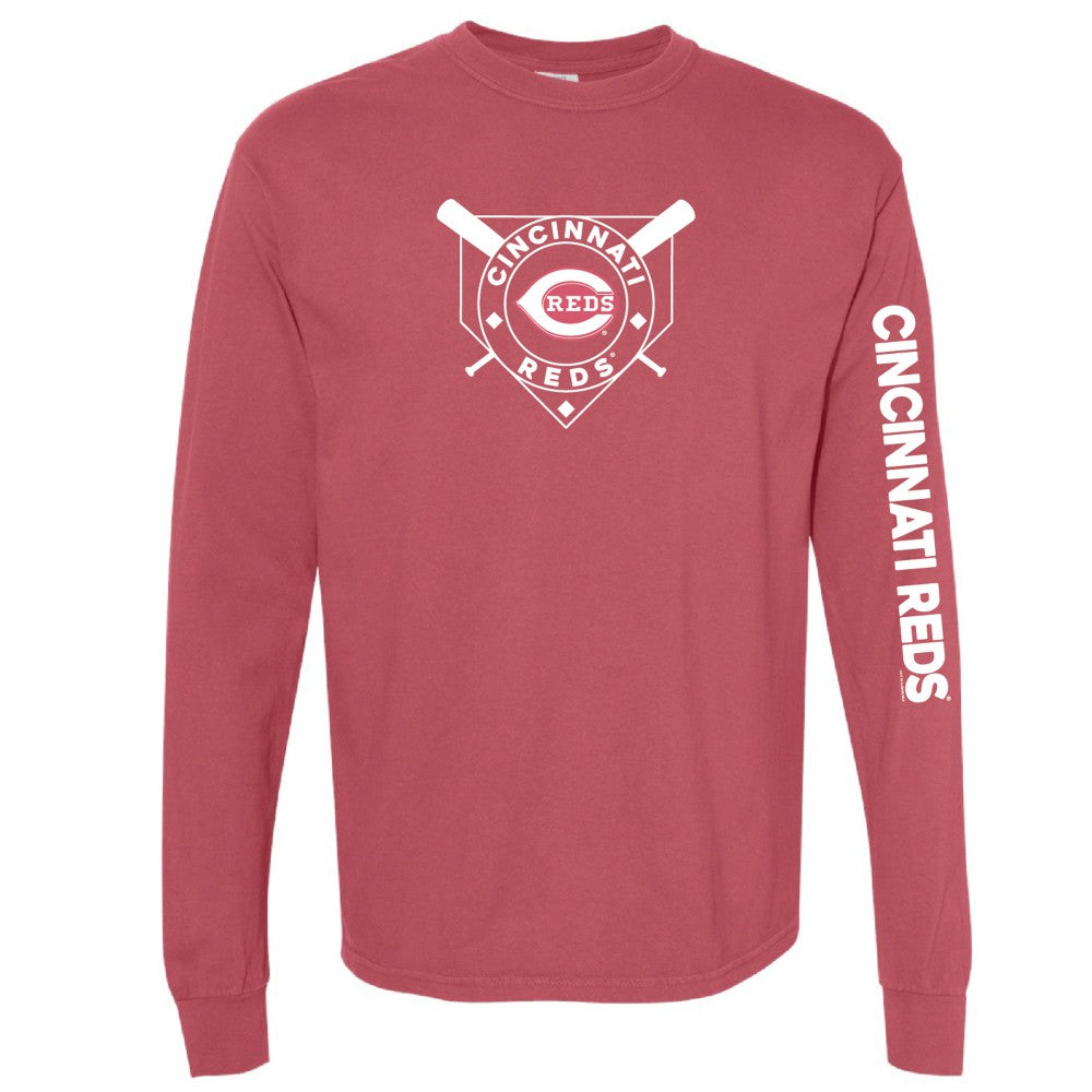 Cincinnati Reds Soft as a Grape Women's Pigment Dye Long Sleeve T-Shirt - MLB T-shirts