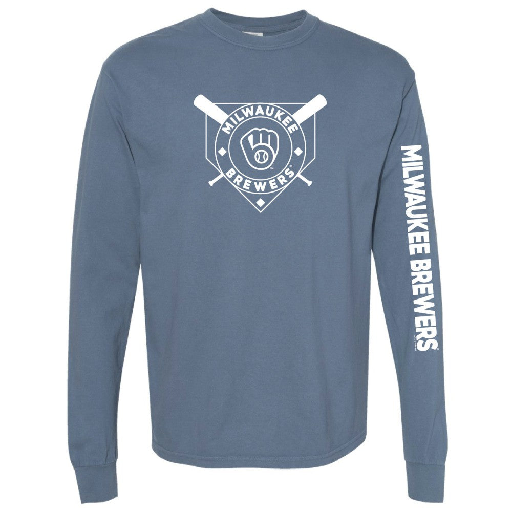Milwaukee Brewers Soft as a Grape Women's Pigment Dye Long Sleeve T-Shirt - MLB T-shirts