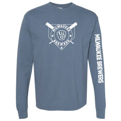 Milwaukee Brewers Soft as a Grape Women's Pigment Dye Long Sleeve T-Shirt - MLB T-shirts
