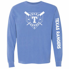 Texas Rangers Soft as a Grape Women's Pigment Dye Long Sleeve T-Shirt - MLB T-shirts