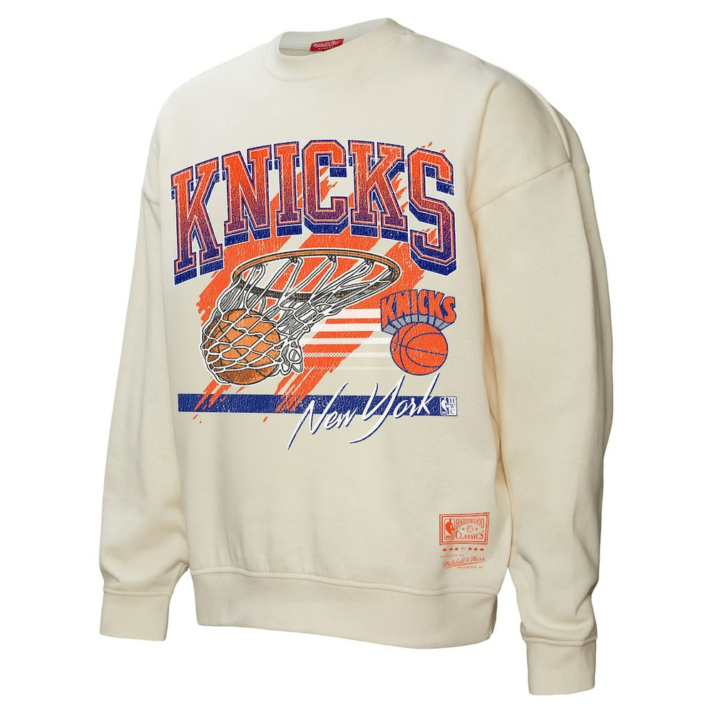 Cream New York Knicks Women's Brush Bucket Pullover Sweatshirt | NBA