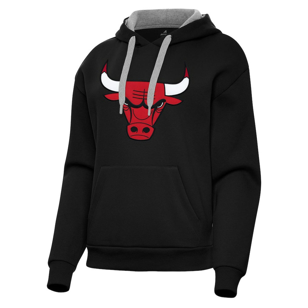 Black Chicago Bulls Antigua Women's Victory Pullover Hoodie | NBA