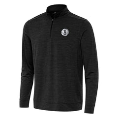 Heather Black Brooklyn Nets Antigua Bright Quarter-Zip Top | NBA
