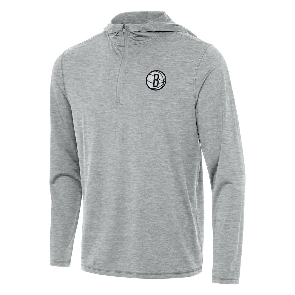 Heather Gray Brooklyn Nets Antigua Tidy Quarter-Zip Hoodie | NBA